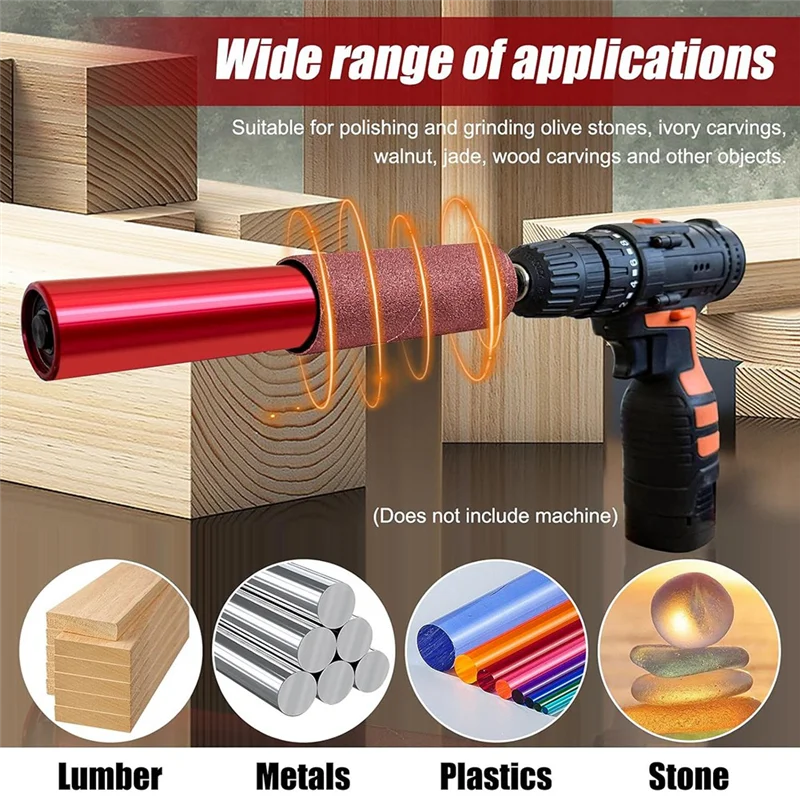 

A02M-Spindle Sander Adapter For Power Drill, Handheld Rubber Sanding Drum, Hexagonal Attachment For Power Drill Chuck
