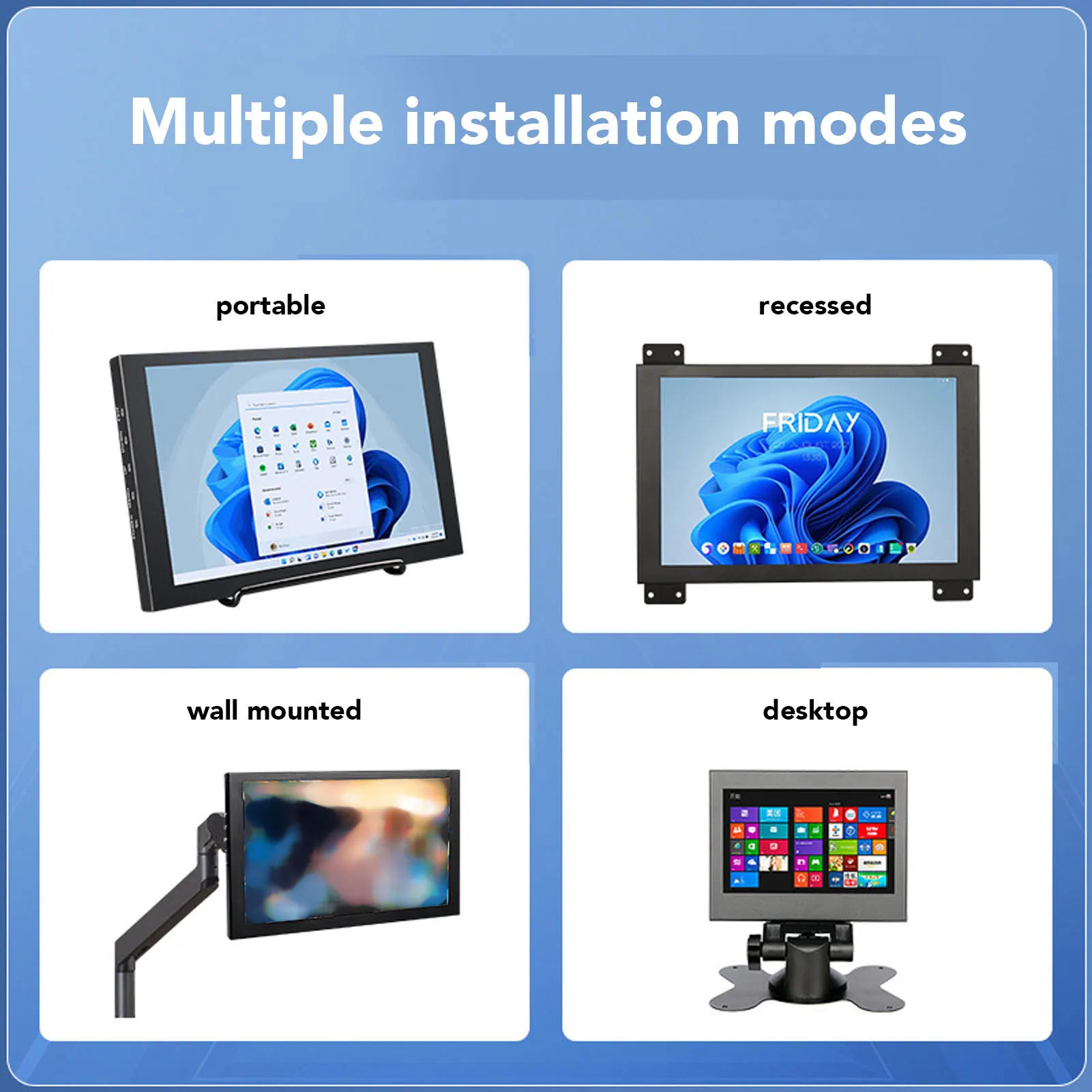 10in Portable Monitor IPS 1024x600 USB Headphone HD Multimedia Interface with Dual Speakers External Display for Laptop