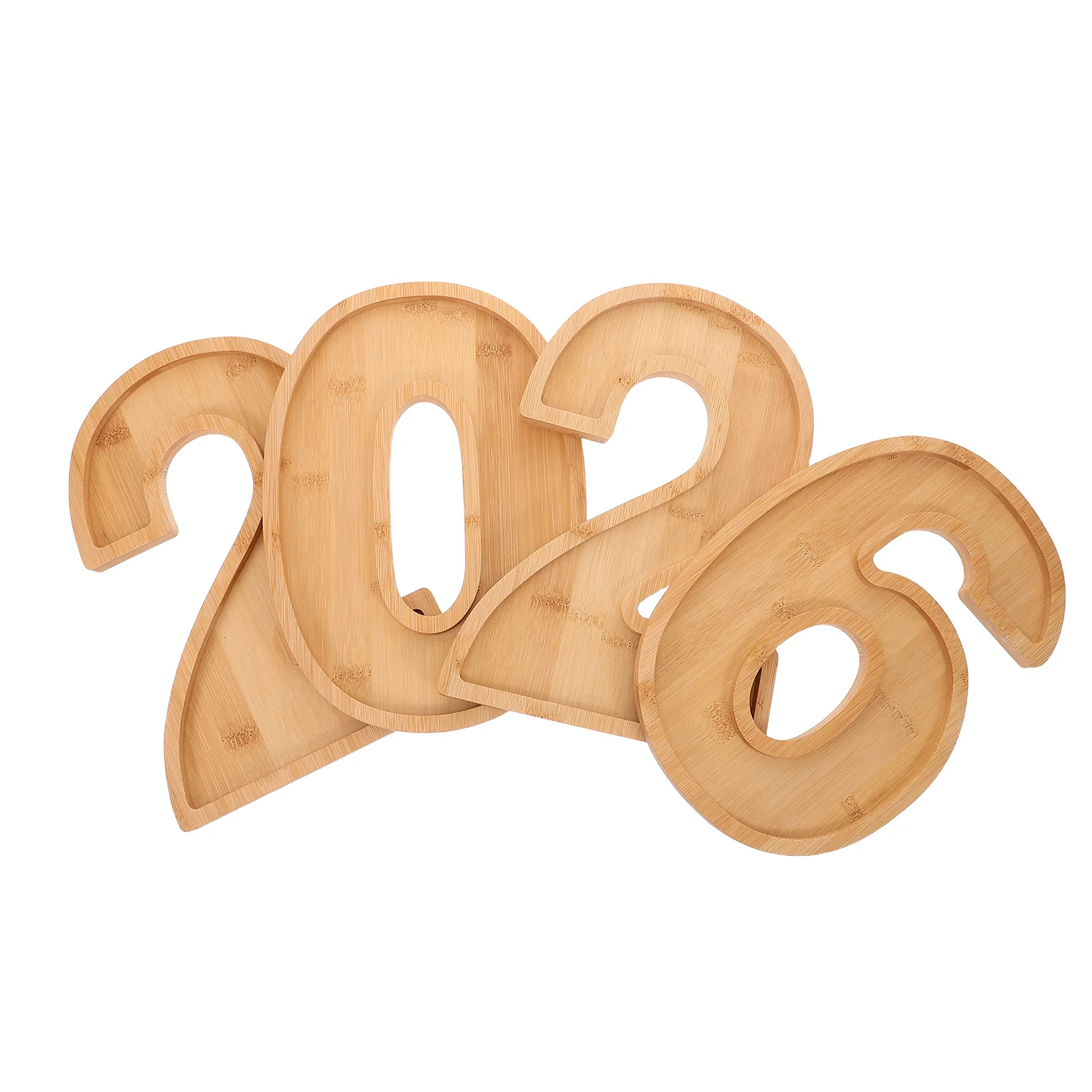 4 قطعة صينية تقديم الوجبات الخفيفة الخشبية 2026 أطباق على شكل أرقام للعام الجديد حفلة التخرج عطلة الجبن مجلس بوفيه العرض #6