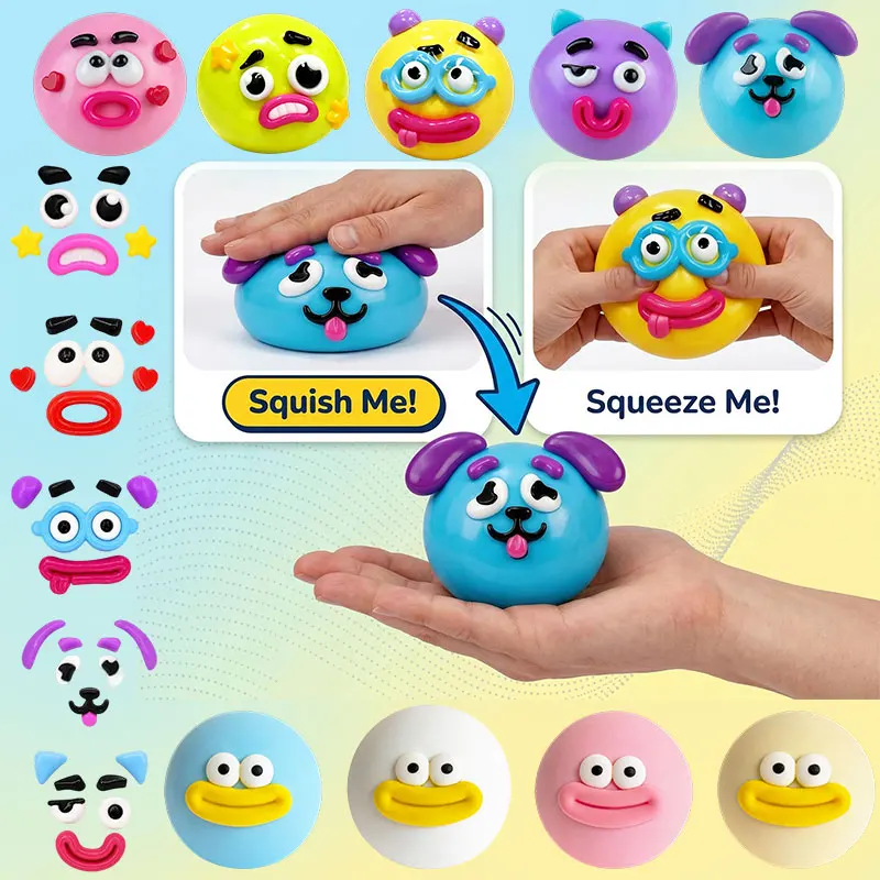 Curiosities DIY Smushers Squishy Dog Face Swap Toy Skin Friendly Slow Rise Squeeze Office Leisure Stress Relief Toys Xmas Gifts