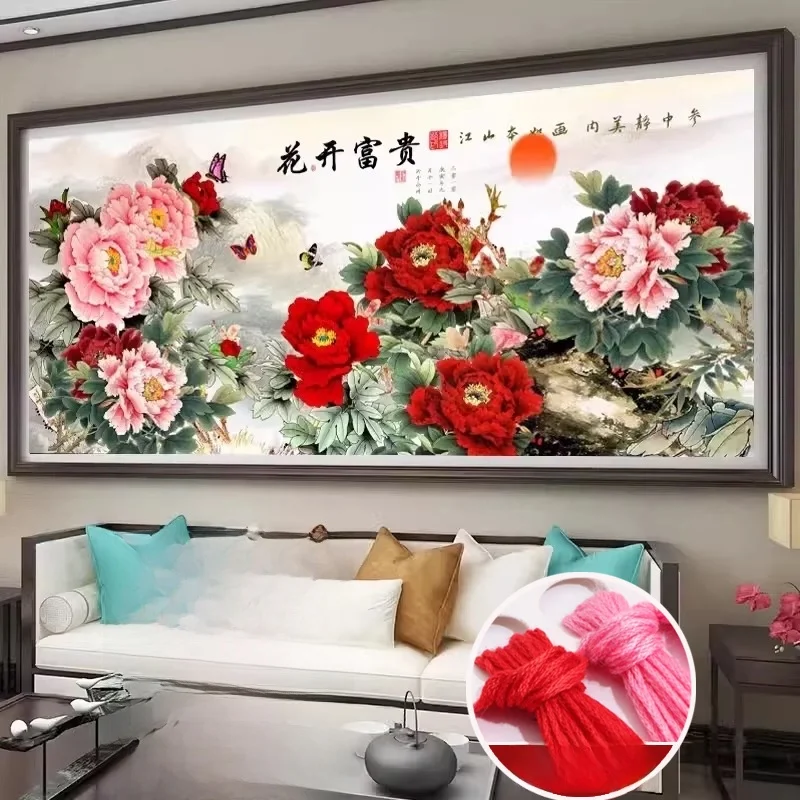 

Набор для вышивания крестиком Monaa Royal: Современный простой цветочный узор на хлопковой ткани для гостиной, вышивка «Цветущий пейзаж»