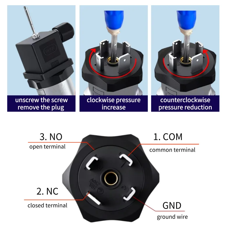 Mechanical Adjustable Pressure Switch Water Pump Pneumatic Hydraulic Oil Stainless Steel Diaphragm Piston Membrane Controller