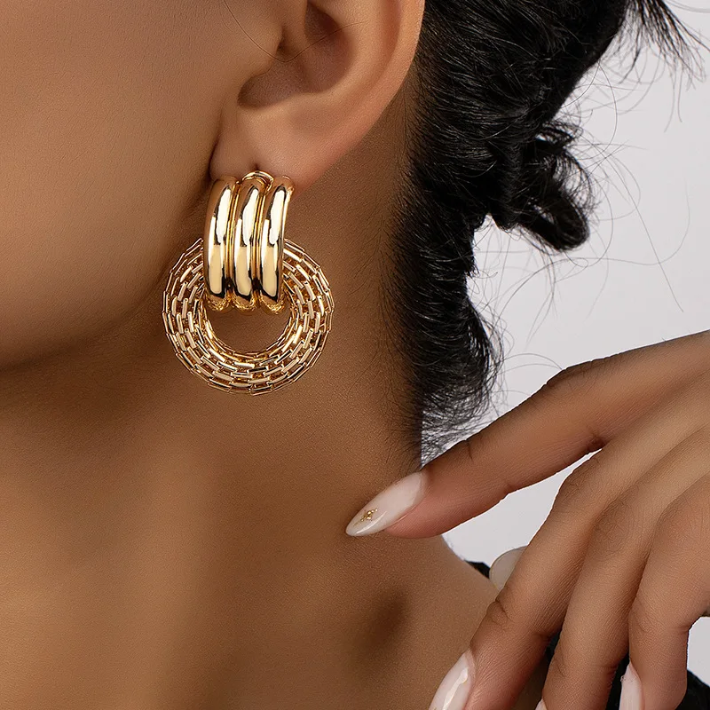 Exaggerated Retro Geometric Circle Earrings for Women Party Gift Holiday Party Fashion Jewelry 2024 AE134