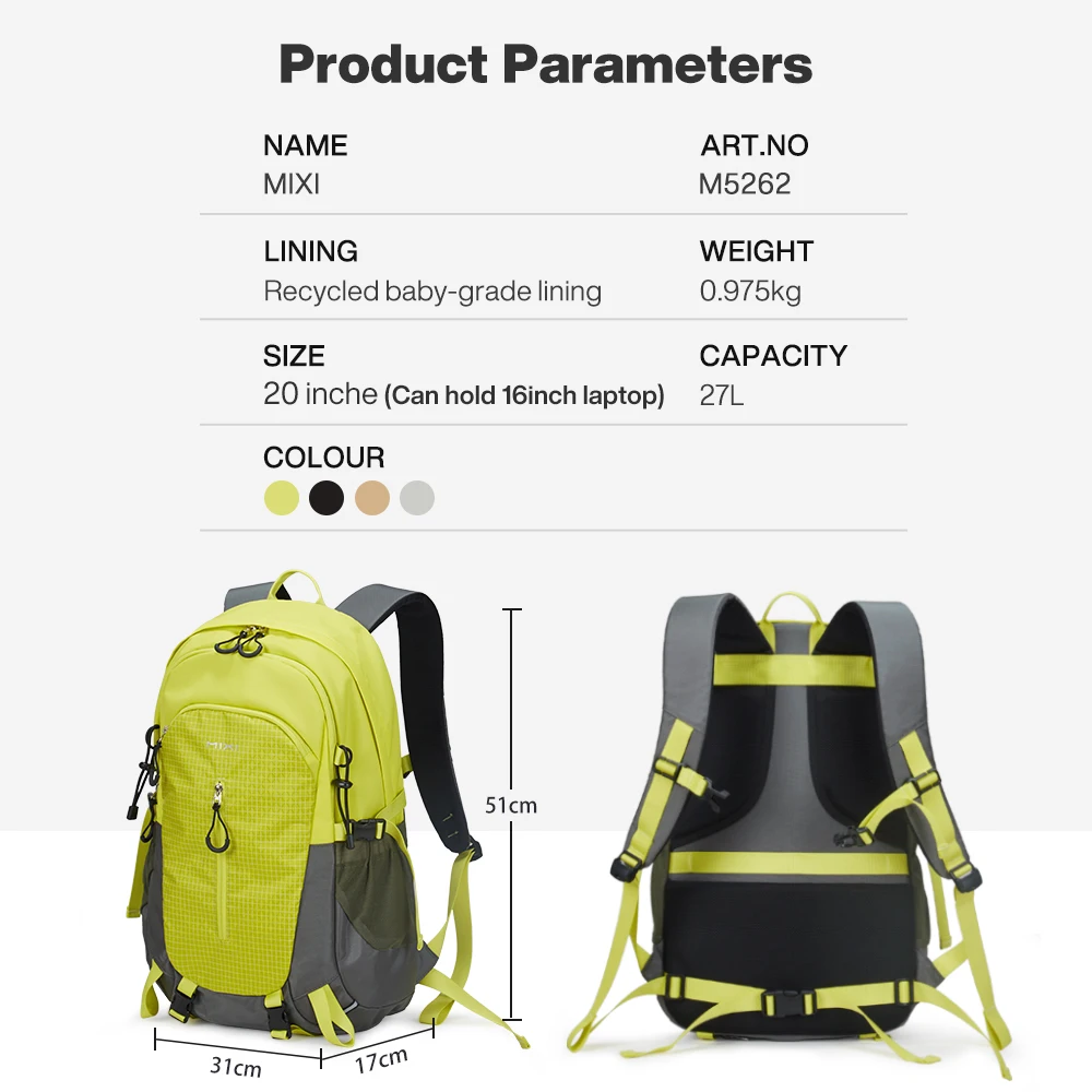 Mixi Sports Outdoor Waterdichte Rugzak Grote Capaciteit Reizen Lichtgewicht Casual Wandelen Bergbeklimmen Tas M5262