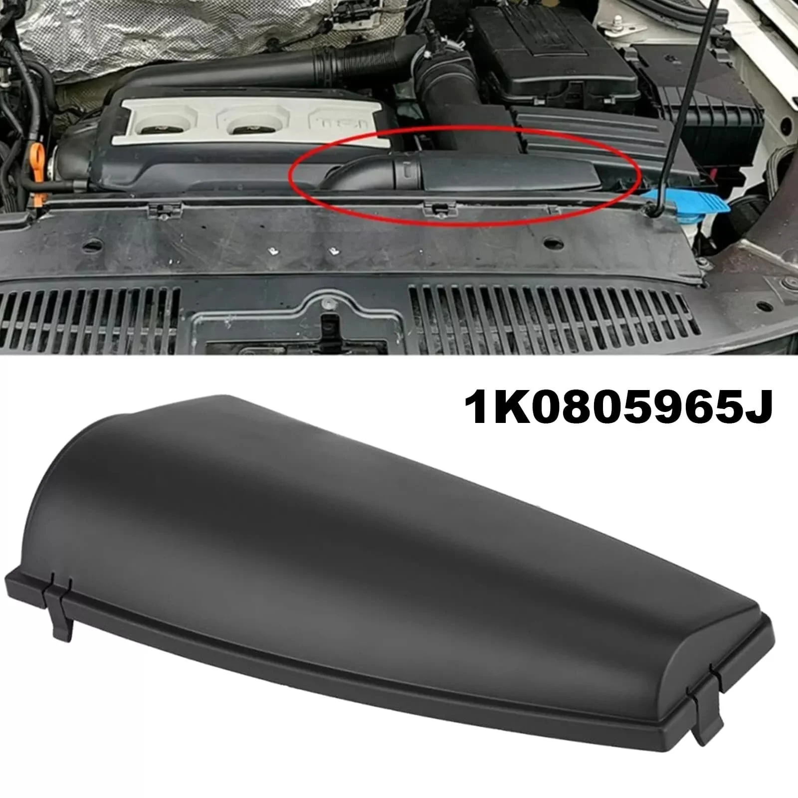 

1pc Air Intake Duct Cover Lid Black Plastic For Audi A3 TT VW Jetta Golf Caddy Skoda OEM1K0805965J9B9 Car Accessories