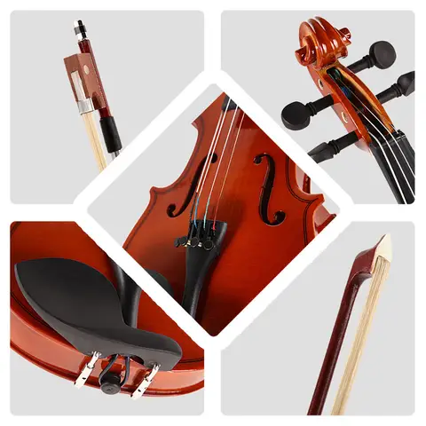 1/8 Splint Bright Acoustic Violin Fiddle Kit Bright Fiddle Exerciser Set Basswood Violin Kit Wooden Stringed Musical Instruments