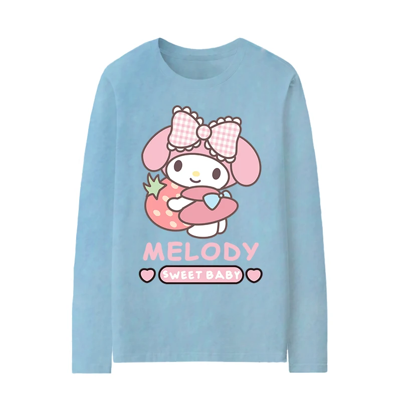 Katie Cat Kuromi Meredith Jade Gui Dog Co branded T-shirt Women's Long sleeved Loose Oversize Sanrio Clothes