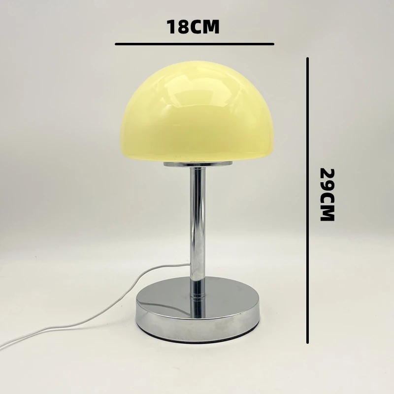 Nordycka Nowoczesna Lampa Stołowa w Stylu Mid-Century, Kremowa, Bauhaus, Luksusowa, Vintage, Grzybek, Szklana, do Sypialni, Salonu, na Stolik Nocny, Dekoracyjna, Tworząca Atmosferę