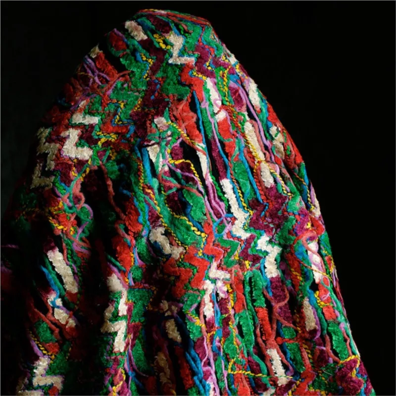 Colorful irregular knitted sweaters heavy craft fabrics shawls blankets clothing design