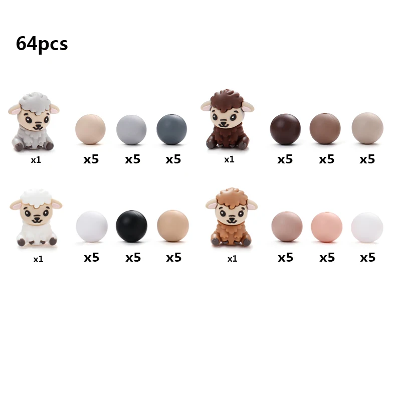 32 szt. Silikonowych elementów w kształcie zwierząt do zabawek do żucia, DIY, kontrolerów smoczków, łańcuszków do smoczków, akcesoria, bez BPA, do wyrobu biżuterii