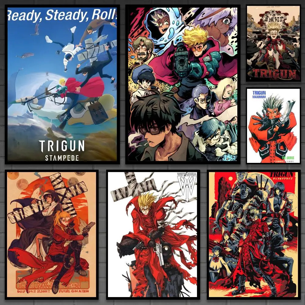 Japanese Anime T-Trigun Stampede Poster Versatile HD Waterproof Wall Art Self-Adhesive Decor for Any Space Ideal Gift