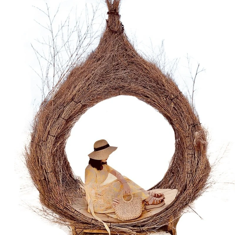 

Wedding dress shooting props creative round bed outdoor hanging basket