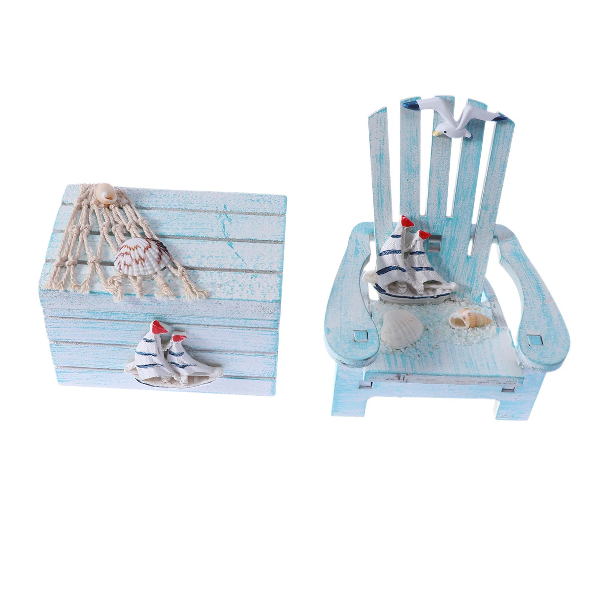 Mini Silla de Playa, Adorno de Madera con Forma de Velero, Decoración de Escritorio, Accesorios para Fotos, Decoración para Coche, Oficina, Hogar y Mesa