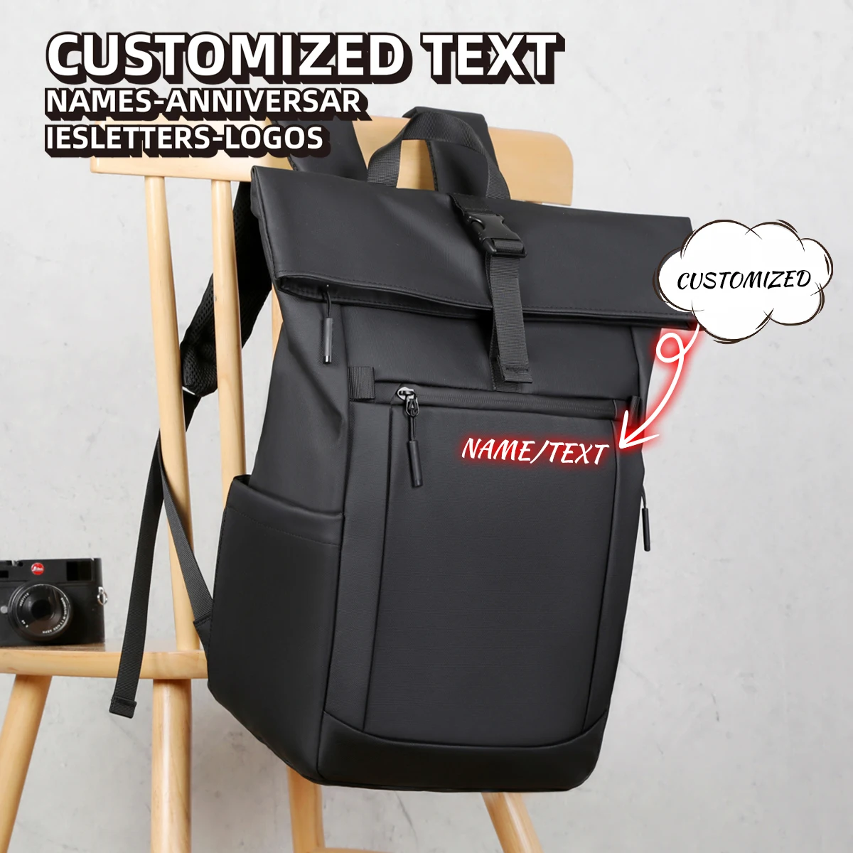 

Logo Customized Backpack, Men's Computer Bag, Backpack, Junior High School Student School Bag, Fashionable Women's Work Clothing Travel Bag, Trendy Personalized DIY