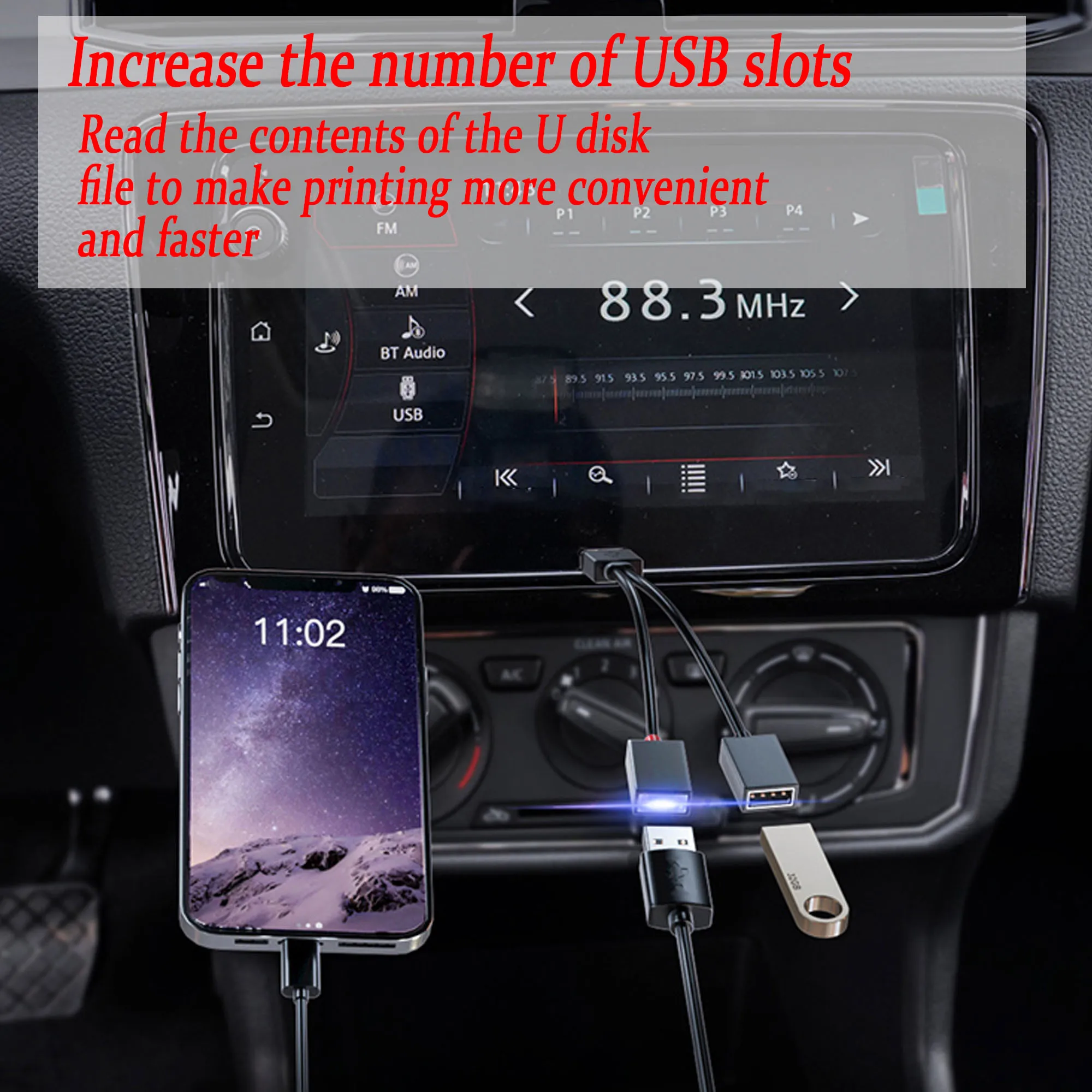 Canfon 2 in 1 USB Splitter Cable Hub Power Adapter Y Splitter USB Charging Power Cable Cord Extension Cable  for adapter car