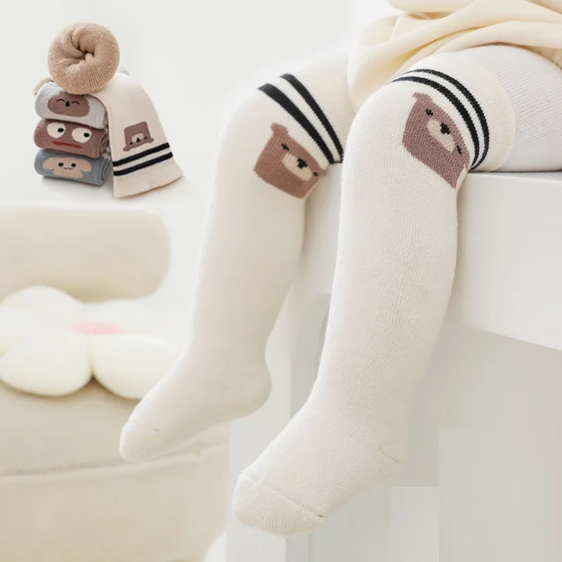 

5 Colors Winter Cute Girls Socks Warm Thickened Long Soft Stockings High Knee Socks for Boys Newborn Baby Socks 0-3Y