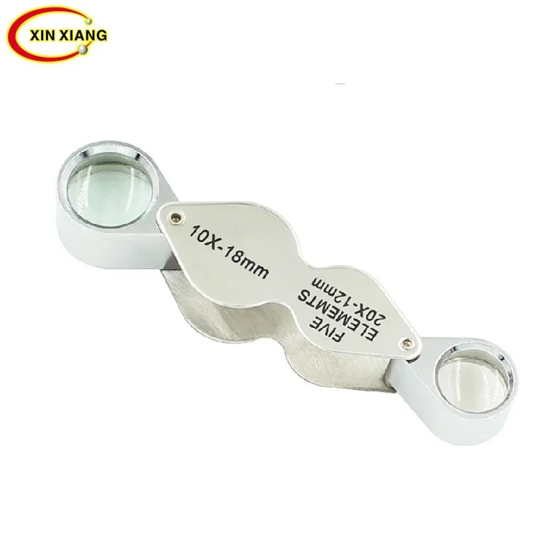 

Metal 10X 20X Double Mirror Foldable Hand Observation Magnifier Mini Reading Magnifying Glass Portable Jewelry Pocket Lupa