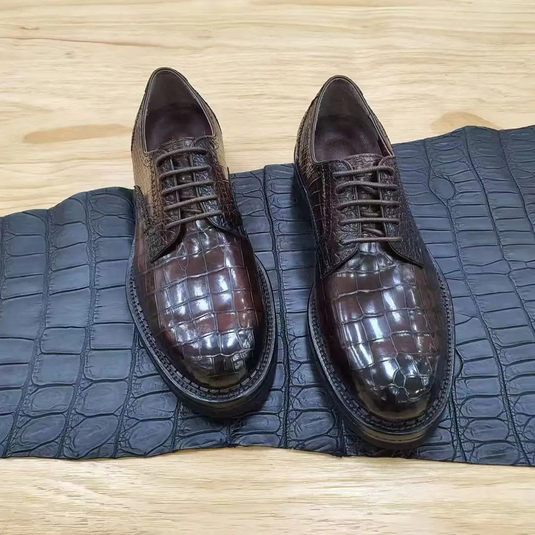 2025 New Version Genuine Crocodile Skin Men Shoes Colorful Coffee Brown Black with Cow Skin Lining Top Quality Fashion Men Shoe
