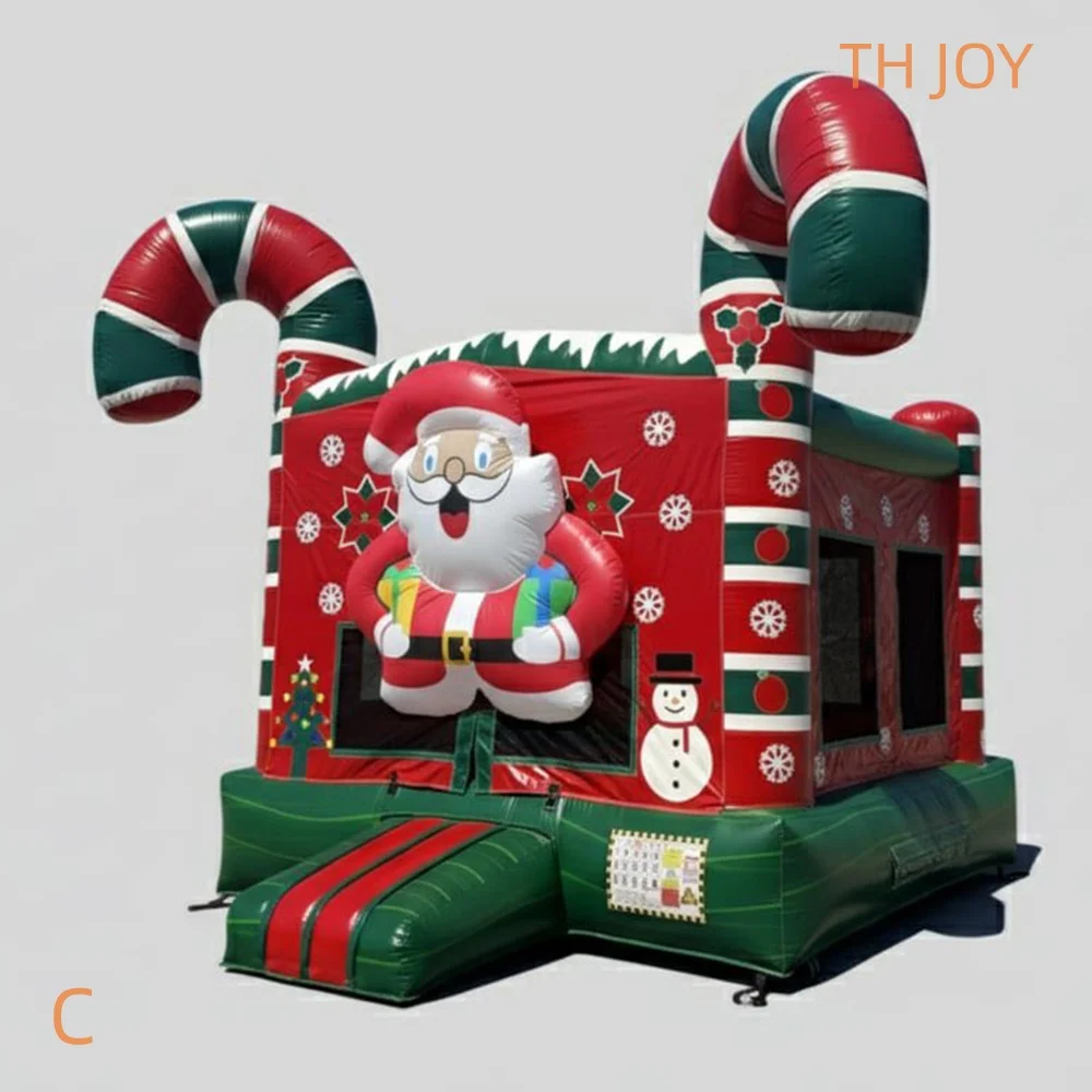 Envío aéreo rápido a puerta, castillo inflable comercial de Papá Noel, casa inflable de pan de jengibre, castillo inflable para Navidad