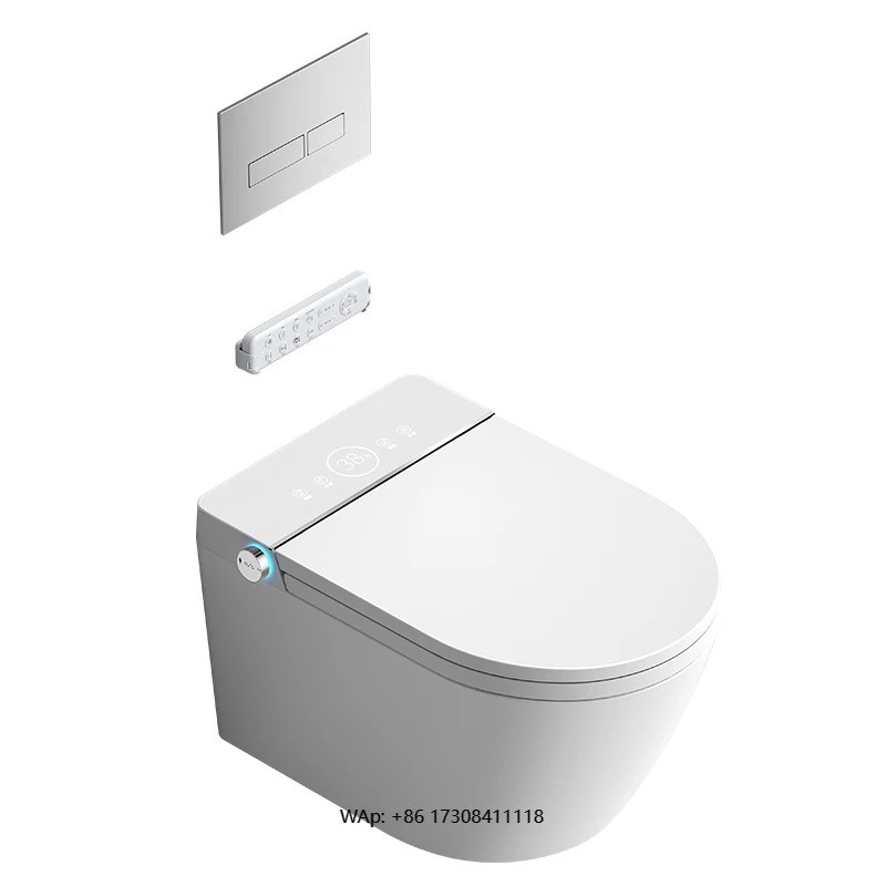 

Foot Sensor Operation Modern Smart Toilets Heated Seat White Ceramic Toilet Auto Open/Close Multifunctional Wall Mounted Toilet