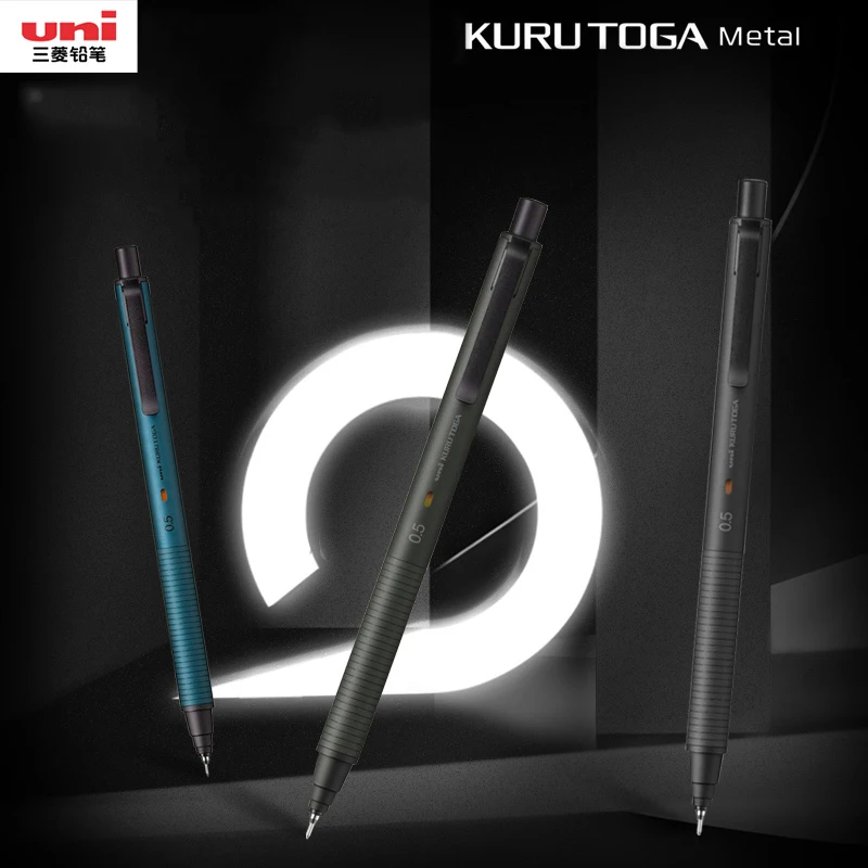 Uni Metallic Mechanical Pencil KuruToga M5-KH Automatic Rotation Stationery 0.5mm Lapices Not Easily Broken Core Office School