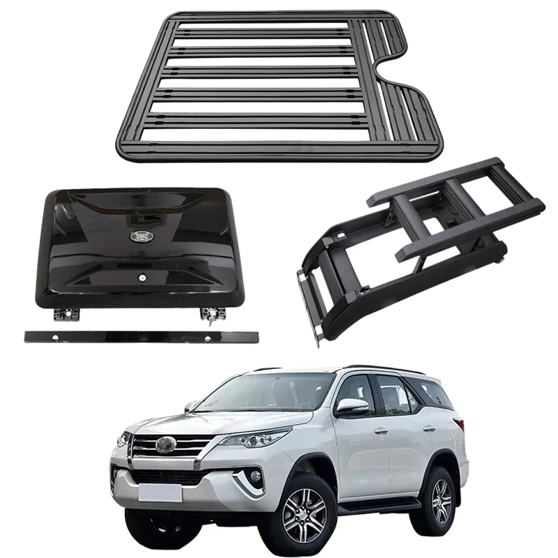 Guality Aluminum Car Roof Cargo Luggage Roof Rack Side Ladder Side Box for  Fortuner 2016+