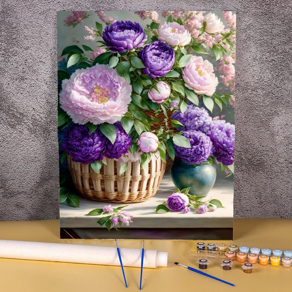 

Painting By Numbers Peony Flowers Acrylic Drawing On Canvas Picture Handpainted For Adults Kits Home Decor Diy Paint Pintura