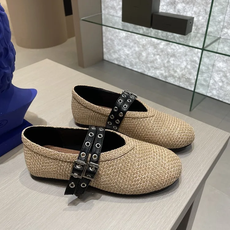 new Ladies Casual Comfort Slip On Lazy Shoes Female Womens Flat Slip On Canvas Summer Strap Loafers Straw Espadrilles