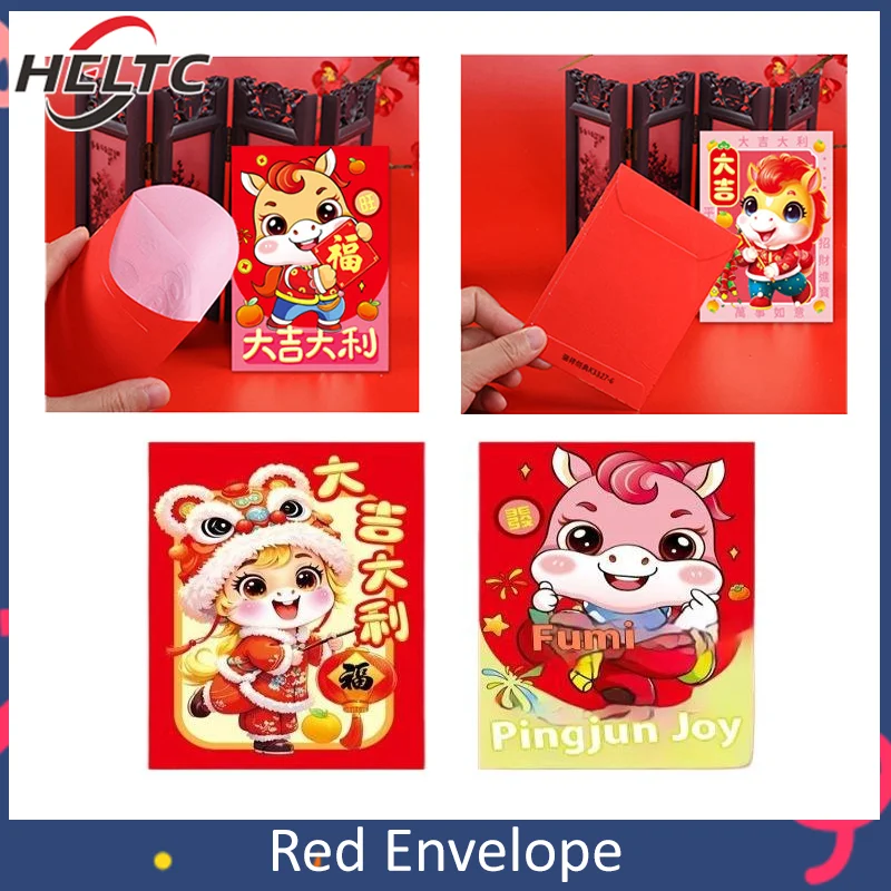 6 шт. 2026 год лошади, красный конверт, счастливые красные карманы, весенний фестиваль, конверт для денег, аксессуары 6 шт. 2026 год лошади, красный конверт, счастливые красные карманы, весенний фестиваль, конверт для денег, аксессуары