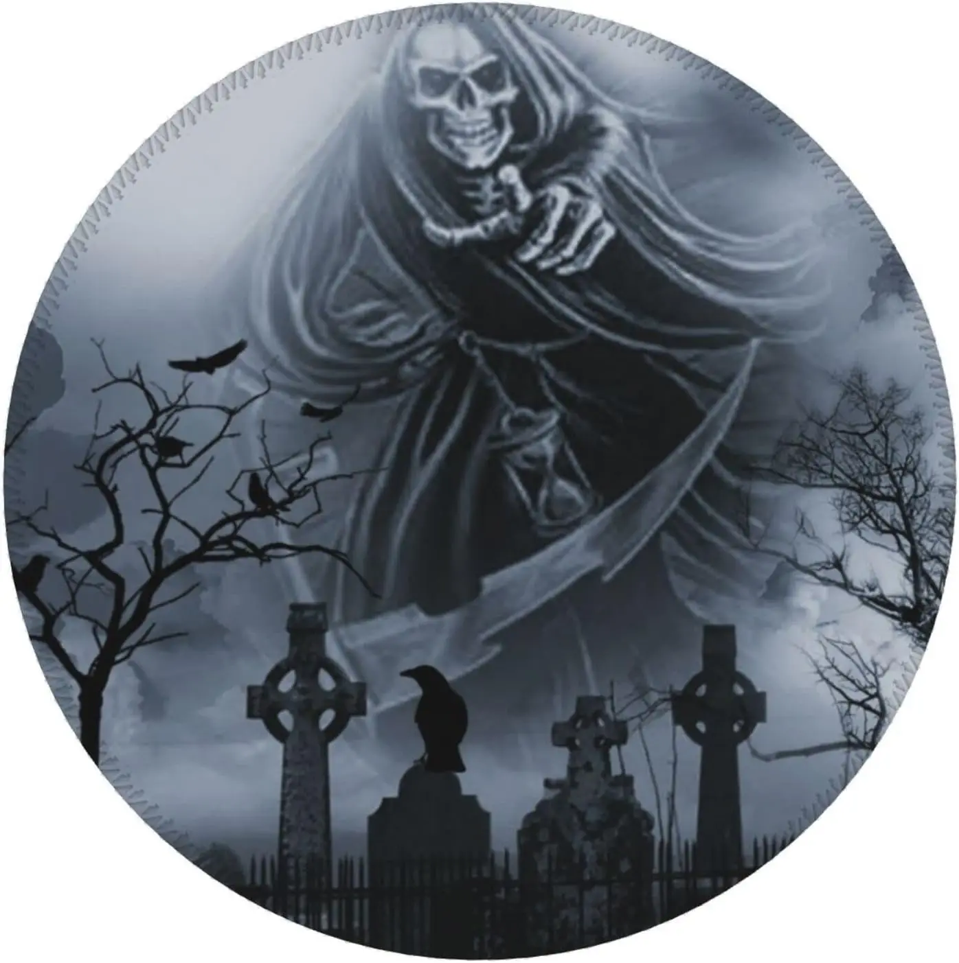 

Круглый коврик для мыши Cemetery Grim Reaper Soul, коврик для мыши с черепом, Нескользящий Резиновый коврик для мыши для компьютера, игрового ноутбука, офиса, дома, подарки