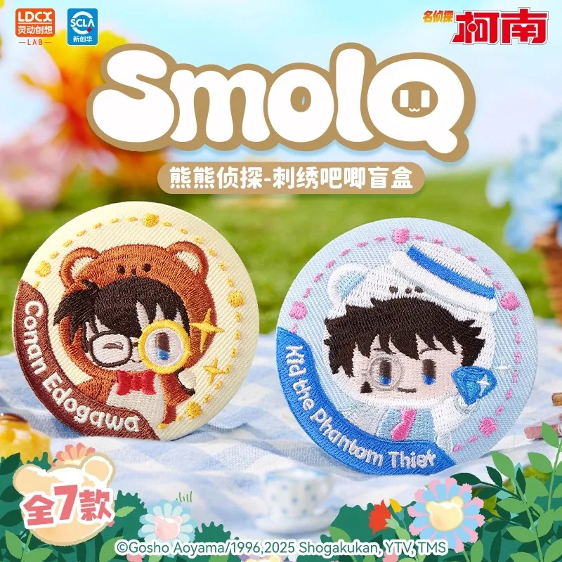 SmolQ LDCX Detektyw Conan Niedźwiedź Haftowany Znaczek Blind Box Kolekcjonerska Zabawka Anime Prezent dla Fanów Shinichi i Ran