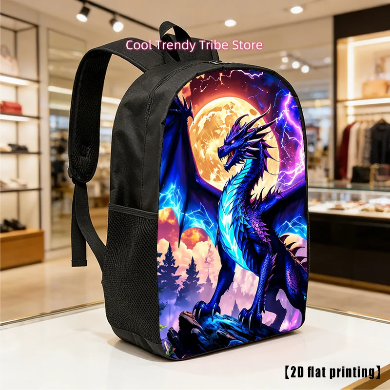 Lightning Winged Dragon, Lightweight, Large-capacity Unisex Backpack with Adjustable Shoulder Straps, Side Pockets, Suitable for
