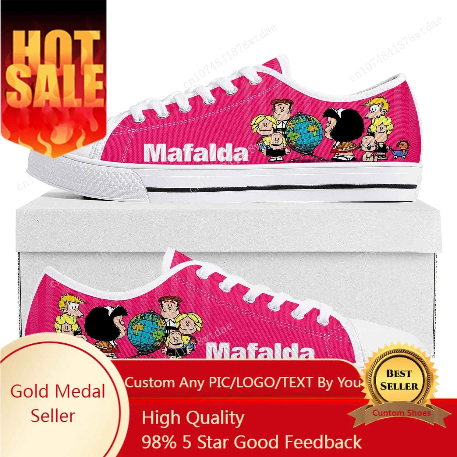 

Mafalda Low Top Sneakers Womens Mens Teenager High Quality Canvas Sneaker Couple Cute Comics Manga Cartoon Custom Made Shoes