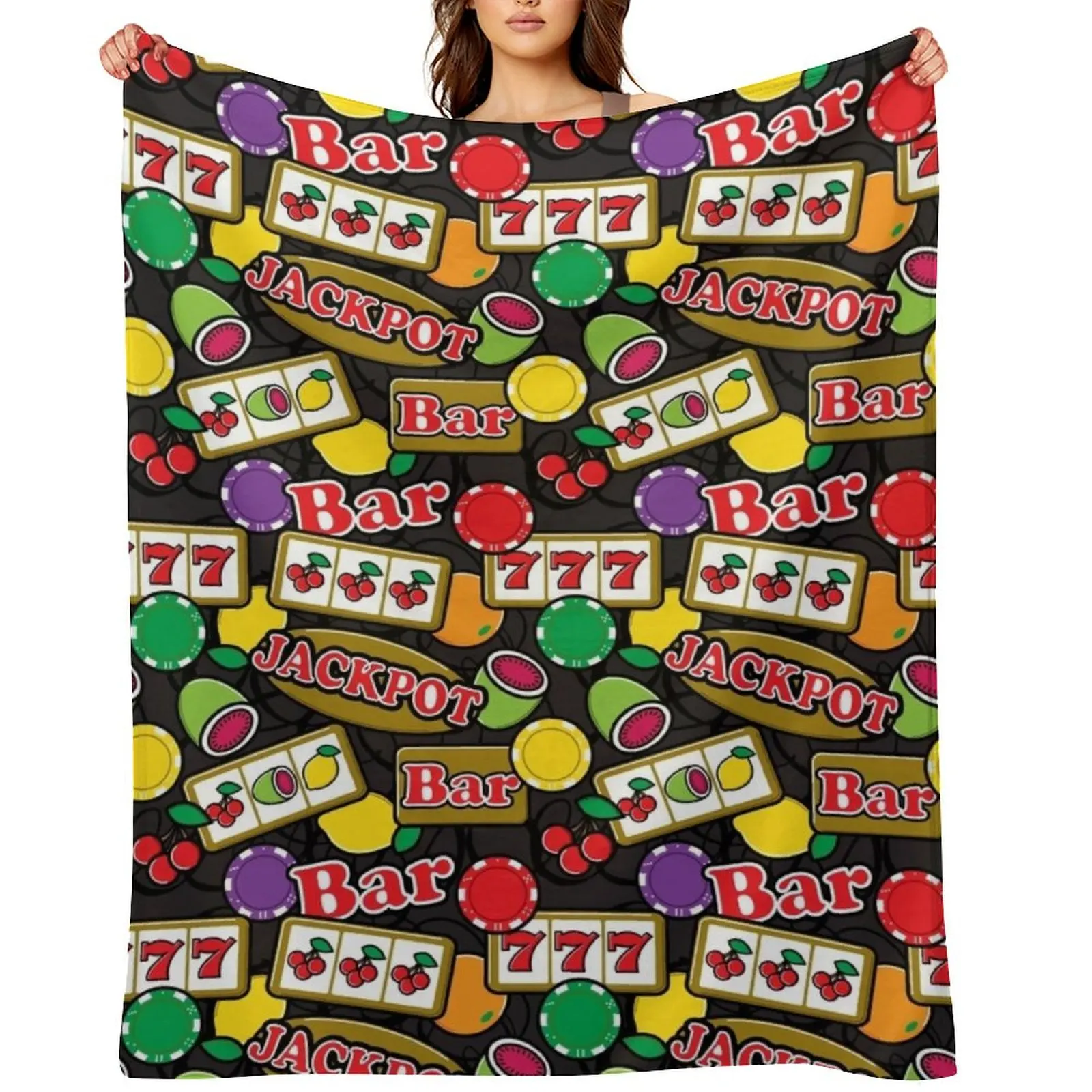 

Casino Jackpot Lucky Slot Machine Fruit Slots Pattern Throw Blanket Soft Warm Decorative Sofas valentine gift ideas Blankets