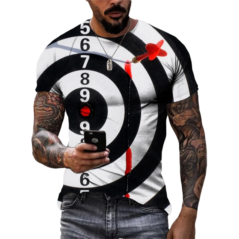 Summer New  Creative Darts Game graphic t shirts 2023 Men Fashion Casual Hip Hop harajuku Printed O-neck Short Sleeve Tees Tops