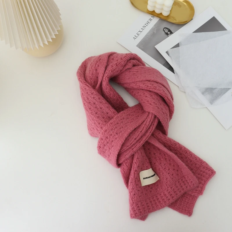 Very Soft Pure Color Knitted Scarves Women Winter Thicken Warm Soft Pashmina Shawls Wraps Female Knitted Long Scarf For Women