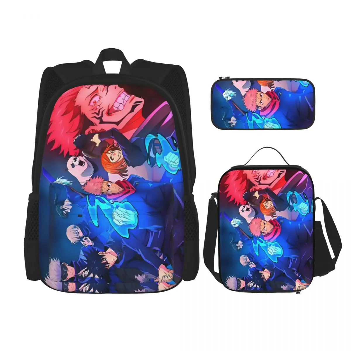 

Anime Jujutsus Kaisens 3pecs/set Backpack for Student High School Canvas Bags Lunch bag Pencil Case