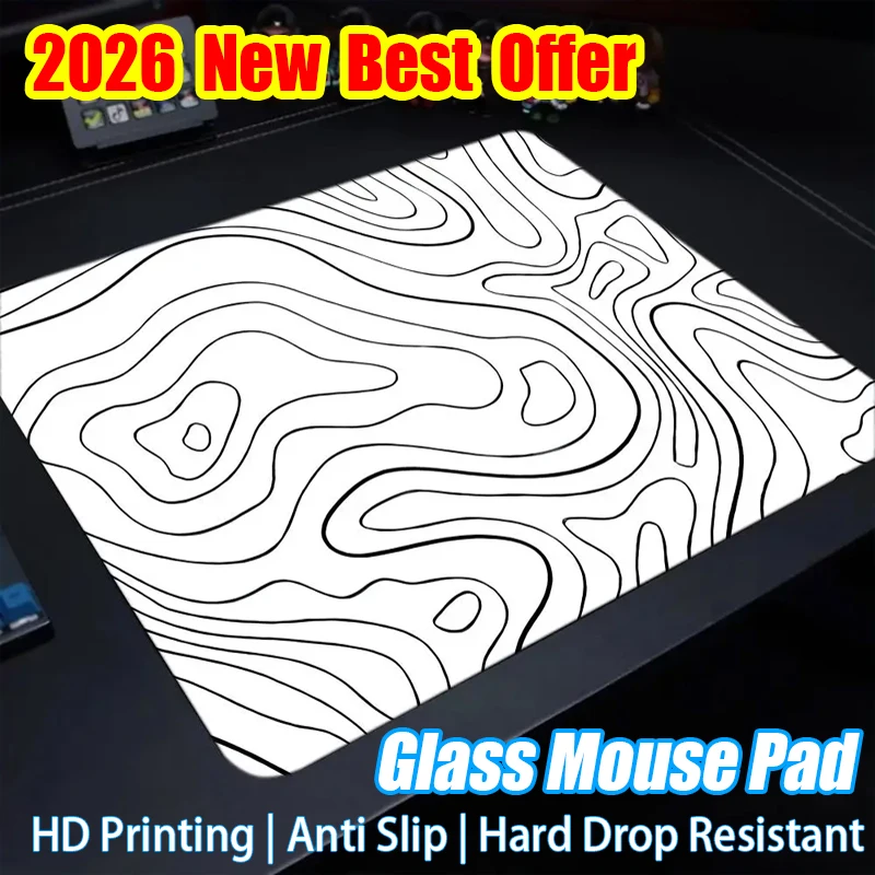 Fluid Glass Mouse Pad 40X45 Square Computer Accessories Office Game Table Mats Hard Glass Anti-slip Mousepads Small Desk Pads