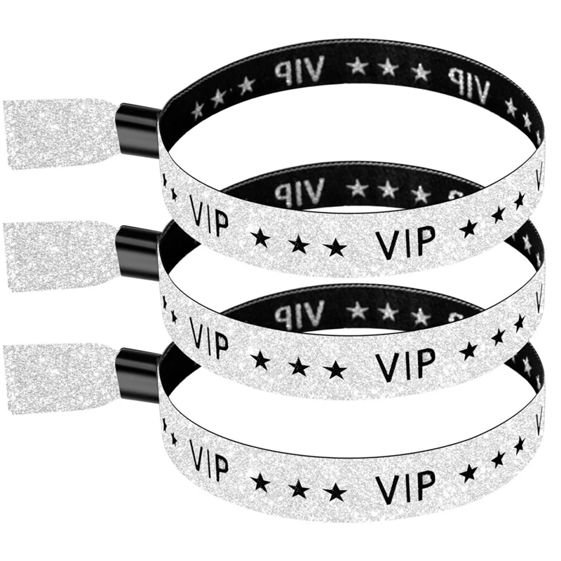 100er Pack VIP-Stoff Event Armband, einfarbige Stoff Armbänder, Farbe Armbänder für Aktivitäten, Partys (Silber) langlebig