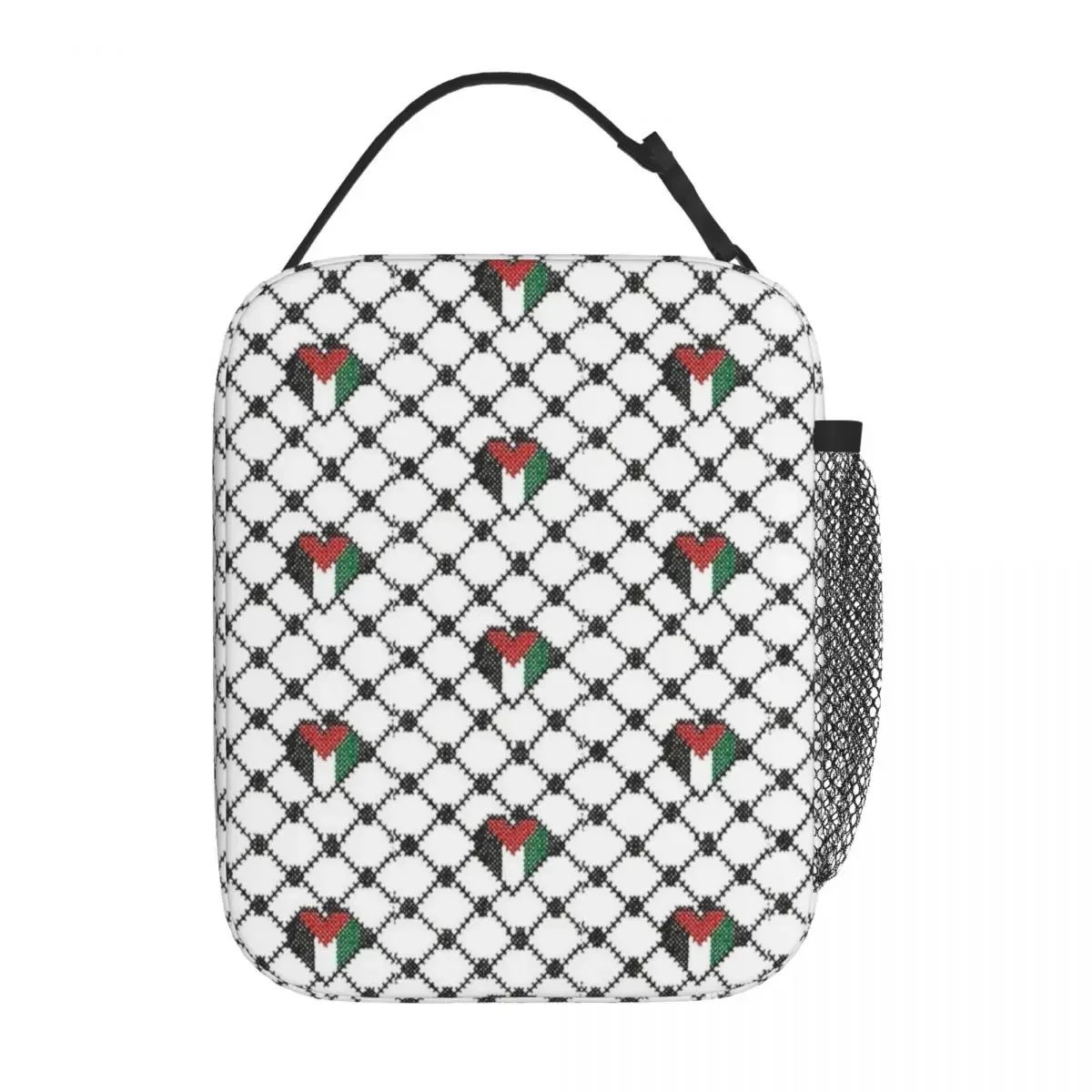 

Heart Palestinian Palestine Flag Product Insulated Lunch Bags For Travel Food Box Portable Thermal Cooler Lunch Box