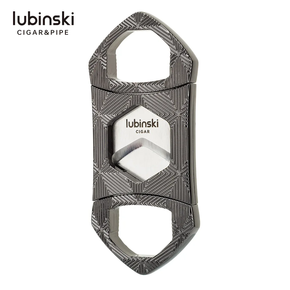 LUBINSKI Double Cut Cigar Cutter Stainless Steel Cigar Cutter Self Sharpening Blades Cigar Cutter Sharp Knife