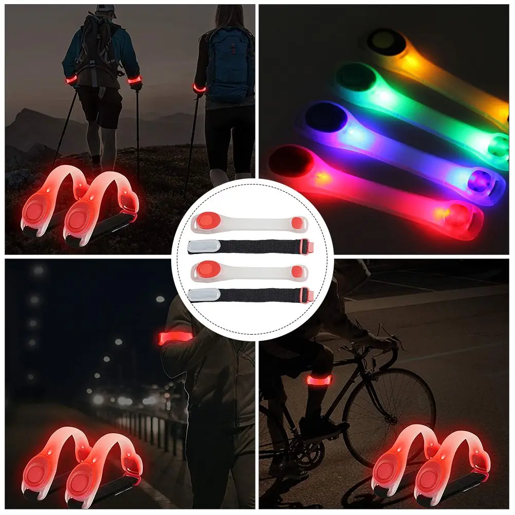 

2Pcs LED Sports Wrist Bands Luminous Armband Reflective Safety Band for Running Jogging Outdoor