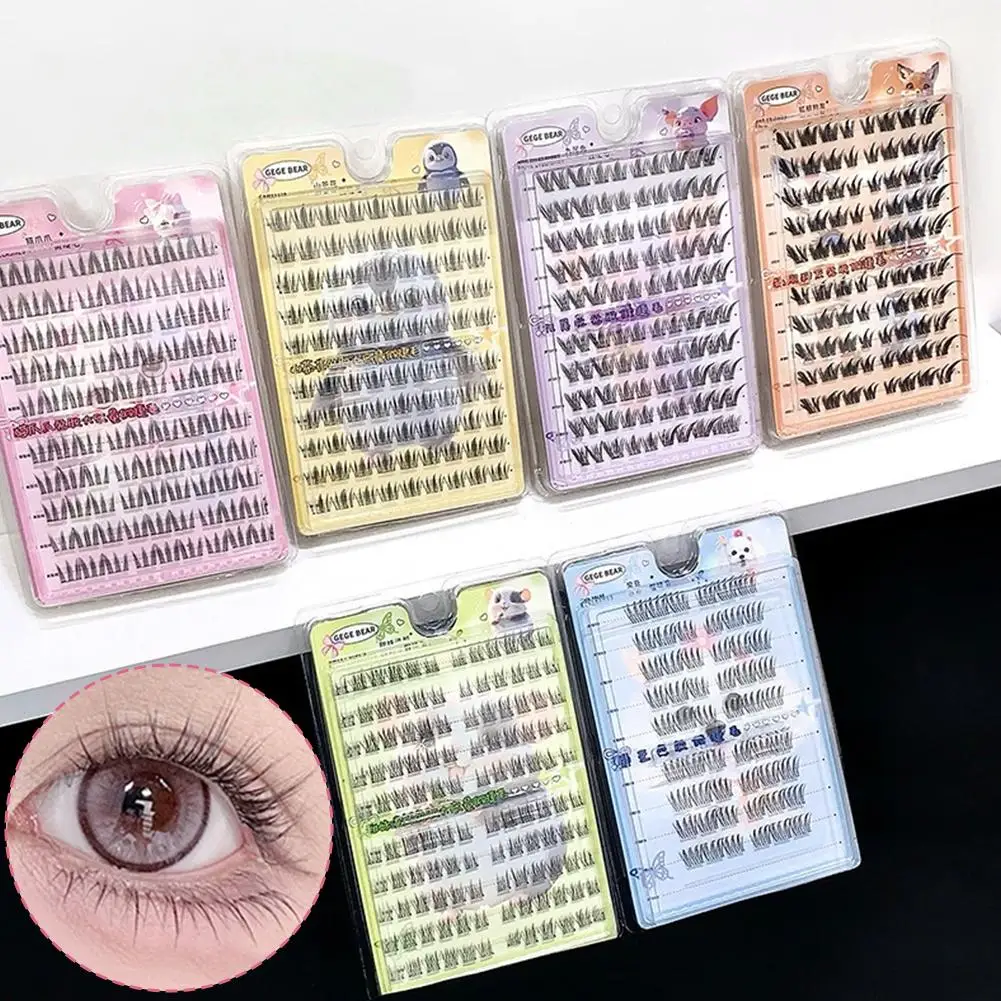 Gegebear 10-reihige, kleberfreie falsche Wimpern, Comic-Augen-Stil, natürliche Lockenwimpern, einfach zu tragen, perfekt für Anfänger