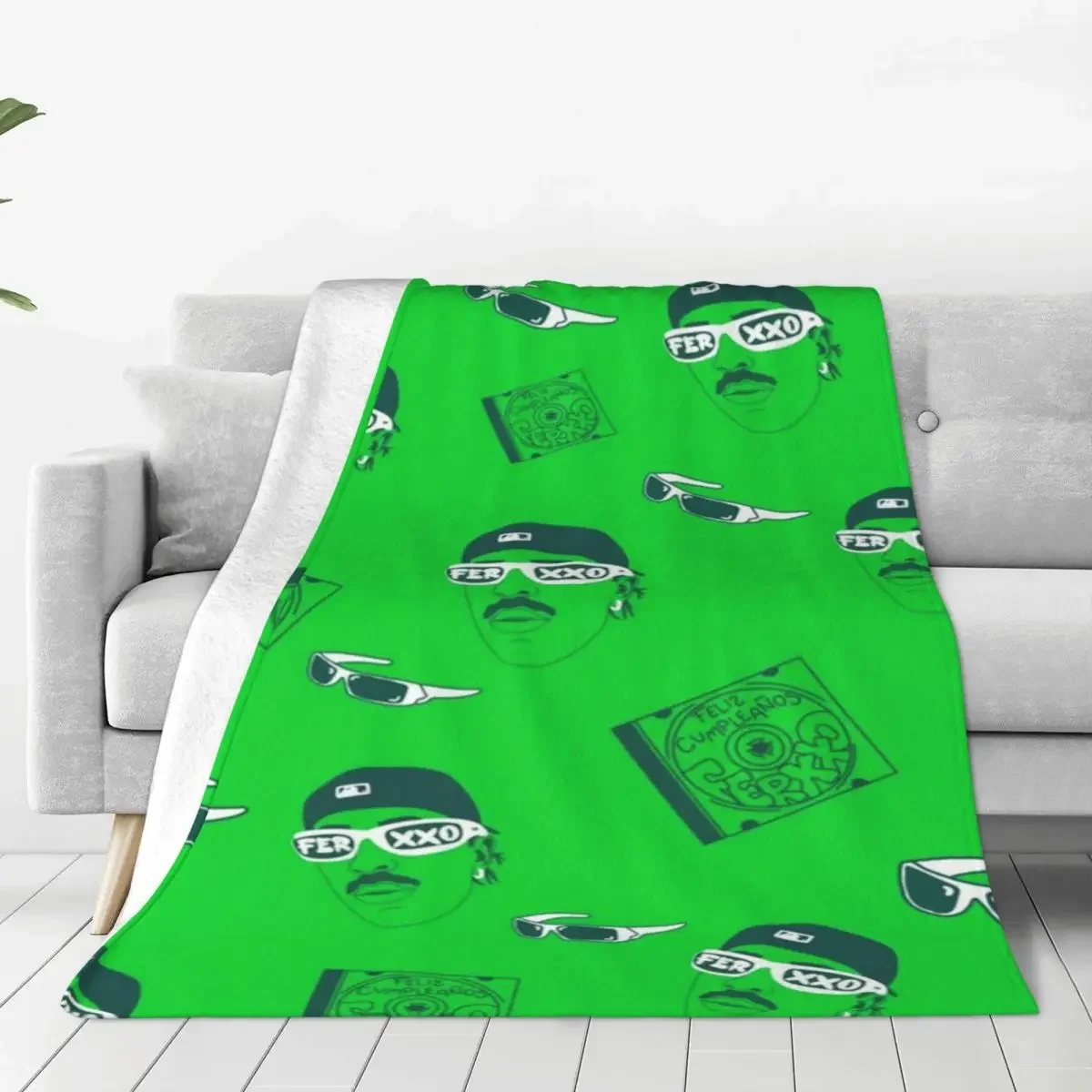 

Ferxxo Feid Singer Plaid Blanket Sofa Cool Cover Flannel Print Portable Super Soft Throw Blankets for Home Car Quilt