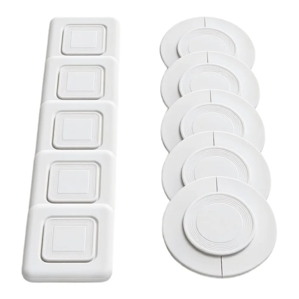 Air Conditioner Hole Cover Kit: 5 Square & 5 Round Waterproof Plastic Plates Wall Gaps For HVAC Installation