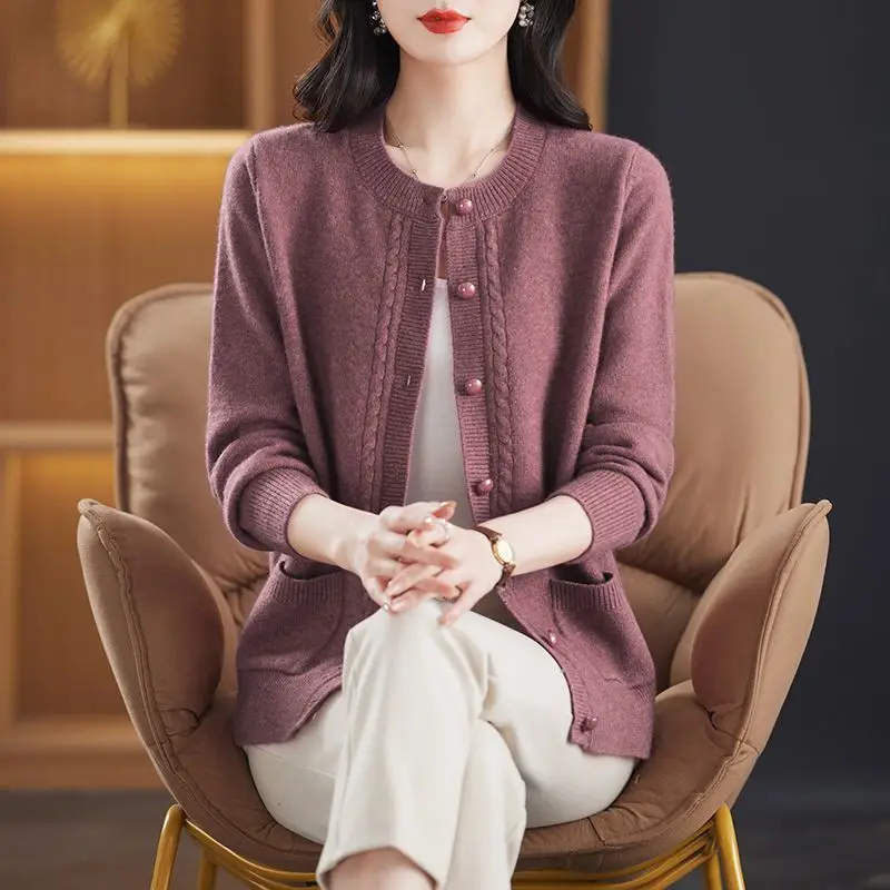 Sweater Jacket Women's Spring and Autumn Thickened with Suspenders Loose Outer Wear