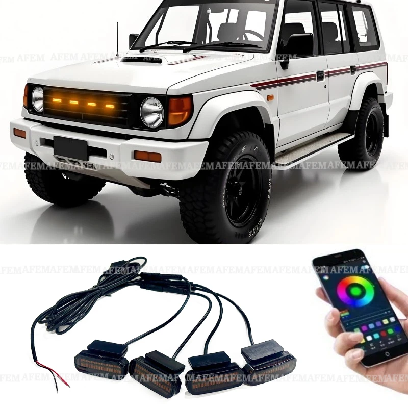 LED Front Grille Light For Mitsubishi Pajero V31 V32 V33 V43 Car Daytime Running Light Wheel Eyebrow Lamp For Pickup Offroad 12V