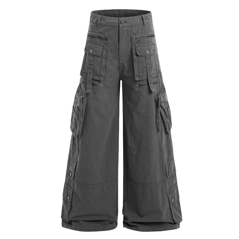 OR FL American Streetwear Brand Function 100 Cotton Women Cargo Trousers Multiple Pockets Baggy Wide Leg Slacks Women's Y2k Pant