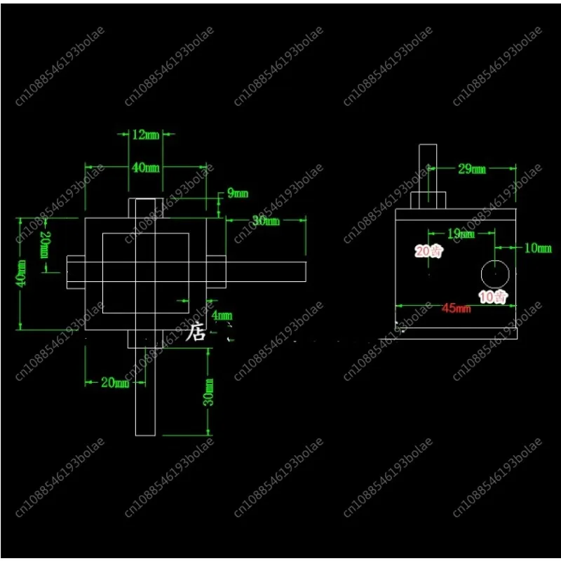 Micro-small 1:2 right-angle reversing reduction gearbox aluminum alloy shell hand-operated helical gear gearbox corner turner