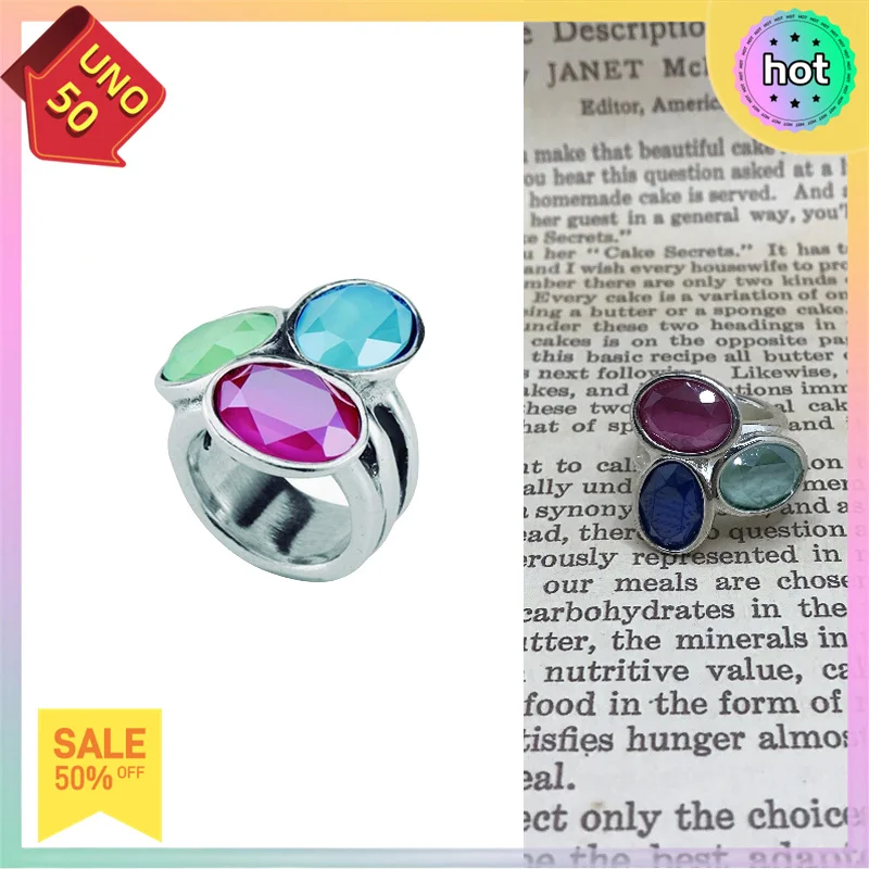 

2024 Selling Exquisite High Quality UNO DE 50 Fashion Classic Three Colored Gemstones Ring Jewelry Romantic Holiday Gift